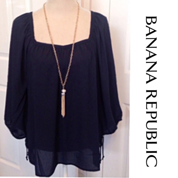 Banana Republic Tops - NWOT Banana Republic, Square Neckline Navy Top
